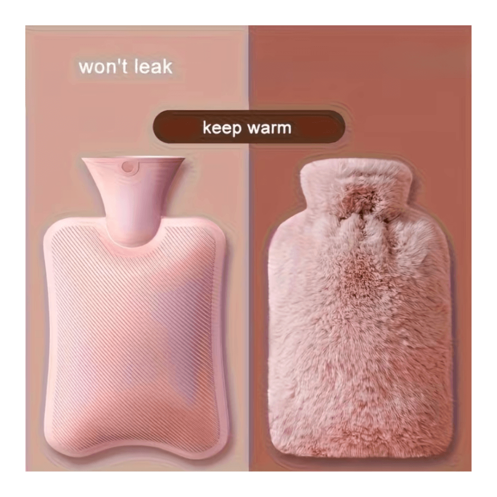 กระเป๋าน้ำร้อน พร้อมปลอกผ้านุ่ม ขนาด 2000 ML ABLOOM สีชมพู